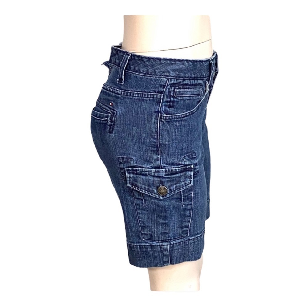 Vintage 90s Y2K Tommy Hilfiger Denim Bermuda Shorts SZ 10 Utility Streetwear - Picture 5 of 8